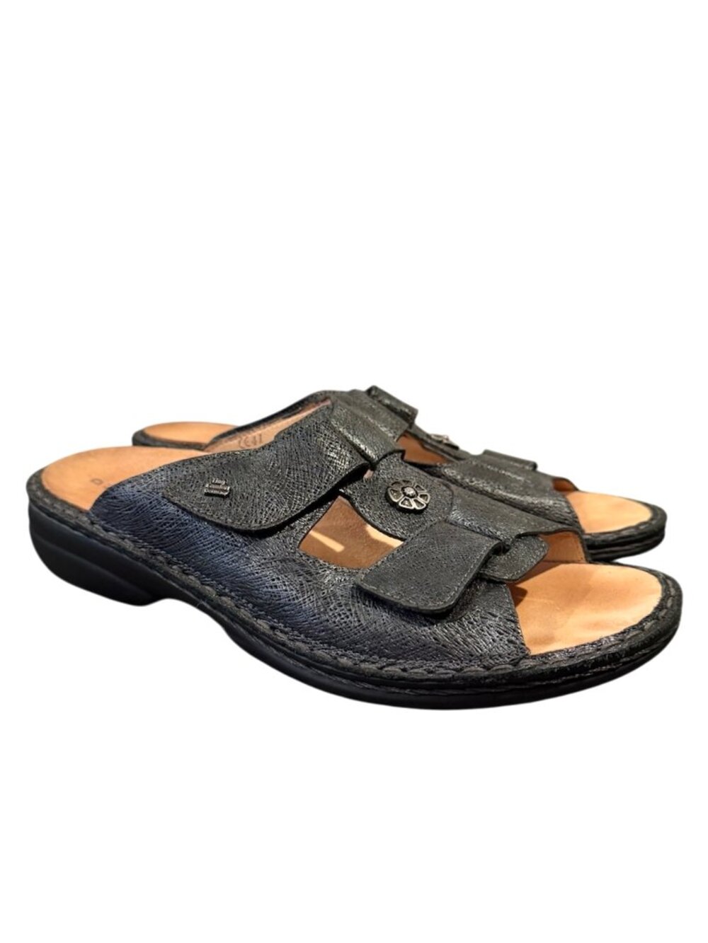 Finn Comfort Adana Sandals Women's US 10–10.5 EU 41 D Wide Pewter Metallic EUC